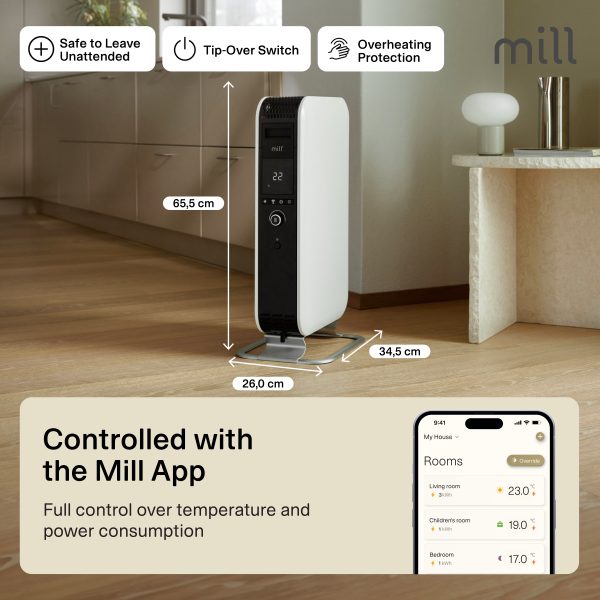 Milind Radiators Mill Gentle Air WiFi oil filled radiator 1500W - Mill