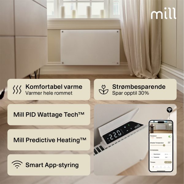 Mill Glass Smart WiFi Panel Heater 700W Gen. 4 - Image 2