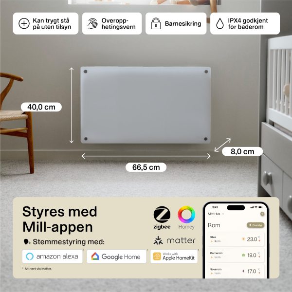 Mill Glass Smart WiFi Panel Heater 700W Gen. 4 - Image 3