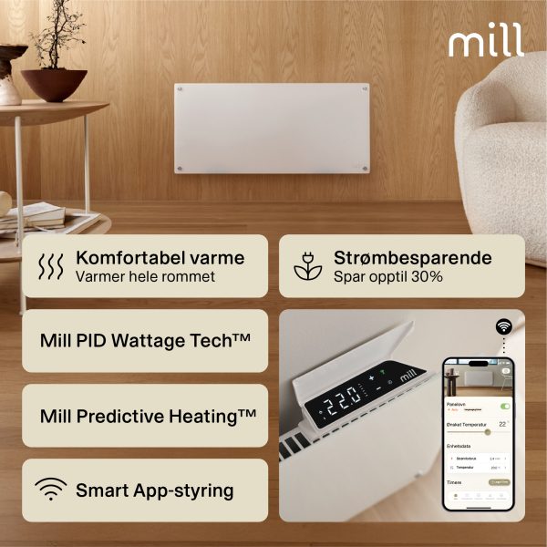 Mill Glass Smart WiFi Panel Heater 900W Gen. 4 - Image 4