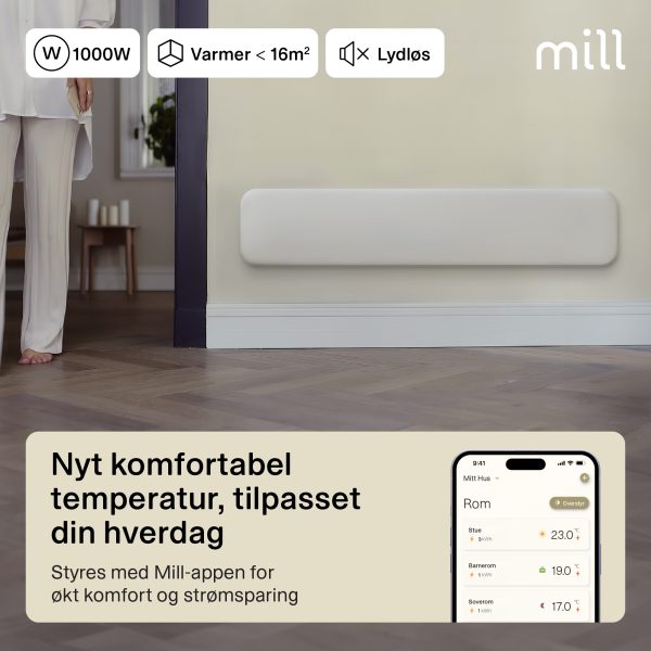 Mill Invisible Smart WiFi Panel Heater 1000W low model Gen. 4 - Image 3