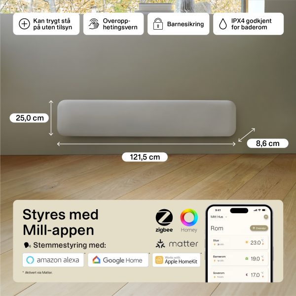 Mill Invisible Smart WiFi Panel Heater 1000W low model Gen. 4 - Image 5