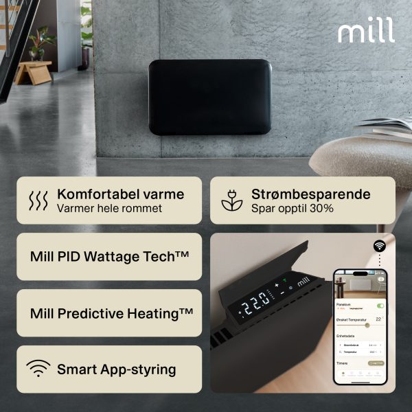 Mill Invisible Smart WiFi Panel Heater 600W Black Gen. 4 - Image 4