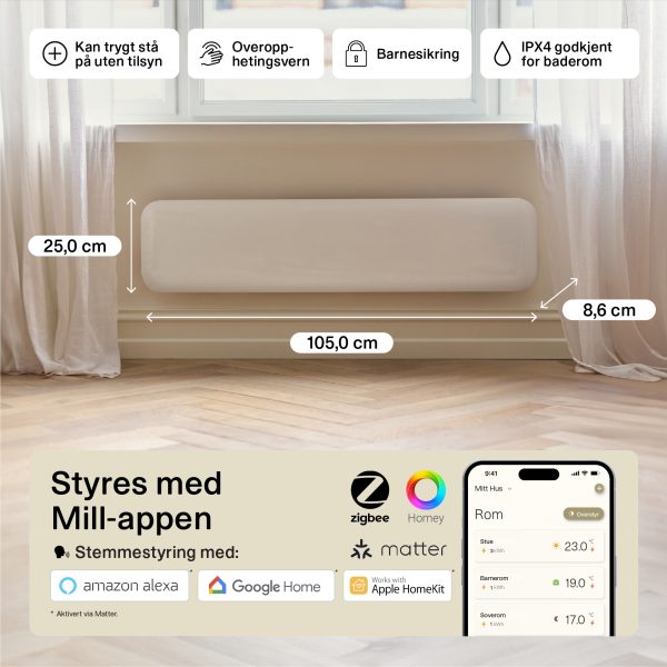 Mill Invisible Smart WiFi Panel Heater 800W low model Gen. 4 - Image 7