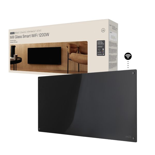 Mill Glass Smart WiFi Panel Heater 1200W Black Gen. 4 - Image 5