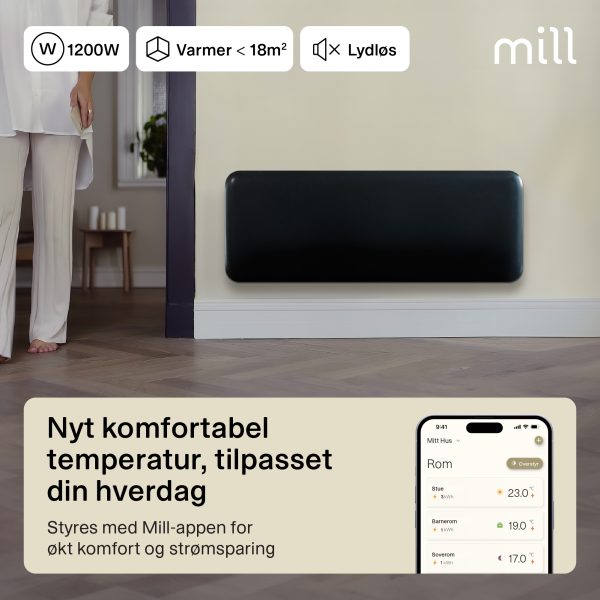 Mill Invisible Smart WiFi Panel Heater 1200W Black Gen. 4 - Image 6