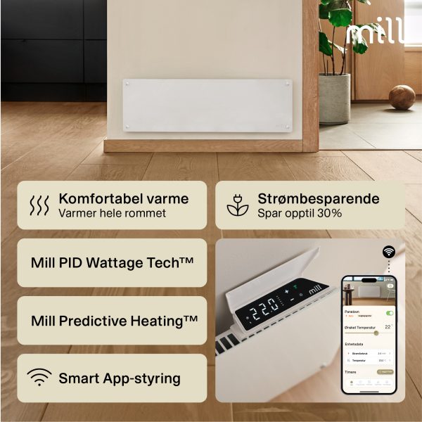 Mill Glass Smart WiFi Panel Heater 500W low model Gen. 4 - Image 2