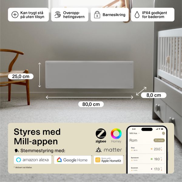 Mill Glass Smart WiFi Panel Heater 500W low model Gen. 4 - Image 3