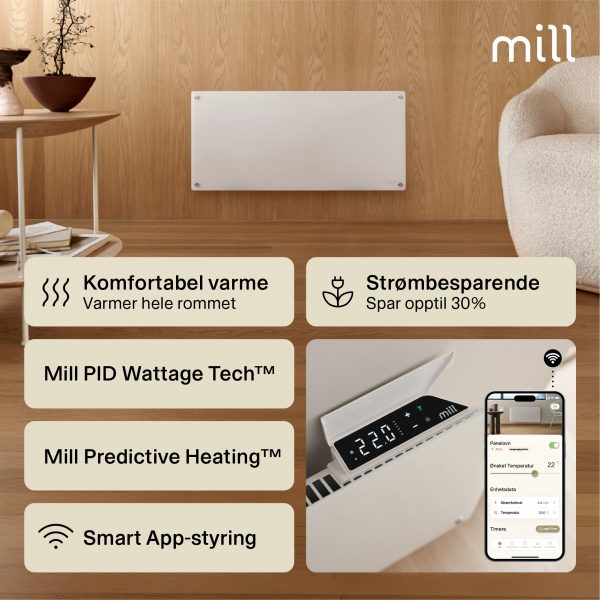 Mill Glass Smart WiFi Panel Heater 1000W Gen. 4 - Image 3