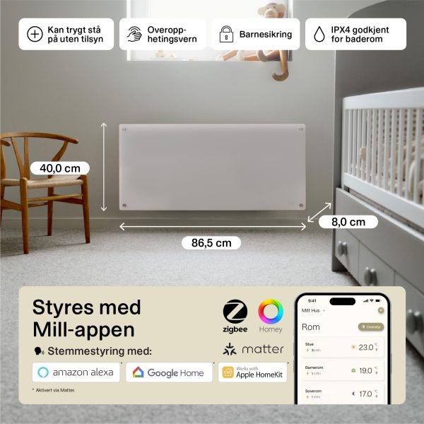 Mill Glass Smart WiFi Panel Heater 1000W Gen. 4 - Image 4