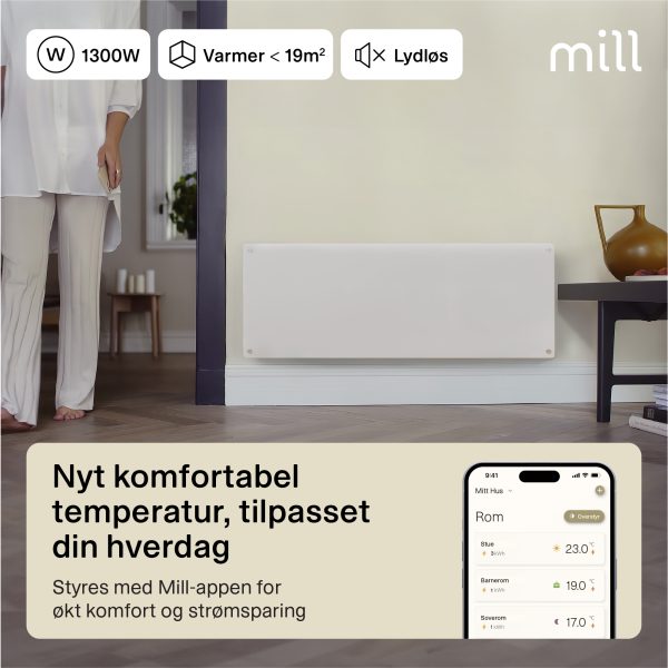 Mill Glass Smart WiFi Panel Heater 1300W Gen. 4 - Image 2