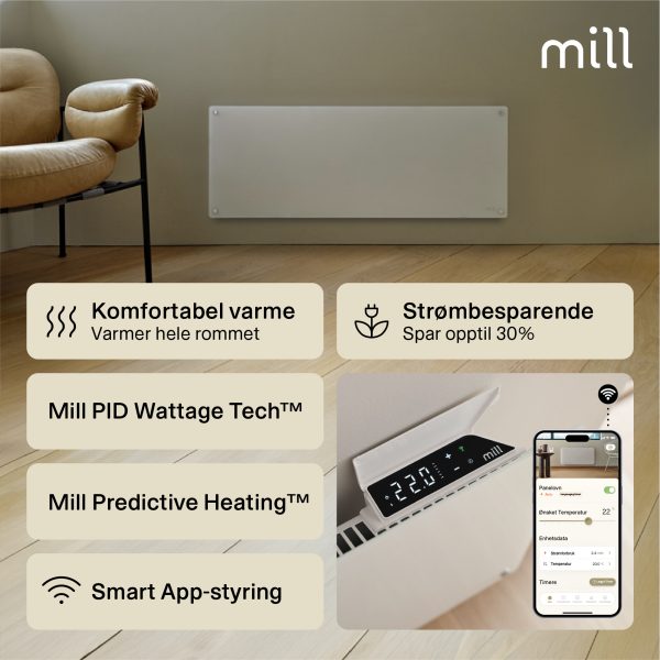 Mill Glass Smart WiFi Panel Heater 1300W Gen. 4 - Image 3