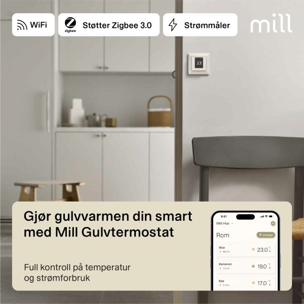 Mill Smart WiFi Floor Thermostat Polar White - Image 4