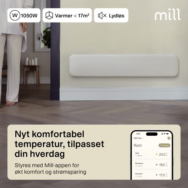 Mill Invisible Smart WiFi Panel Heater 1050W low model Gen. 4 - Image 2