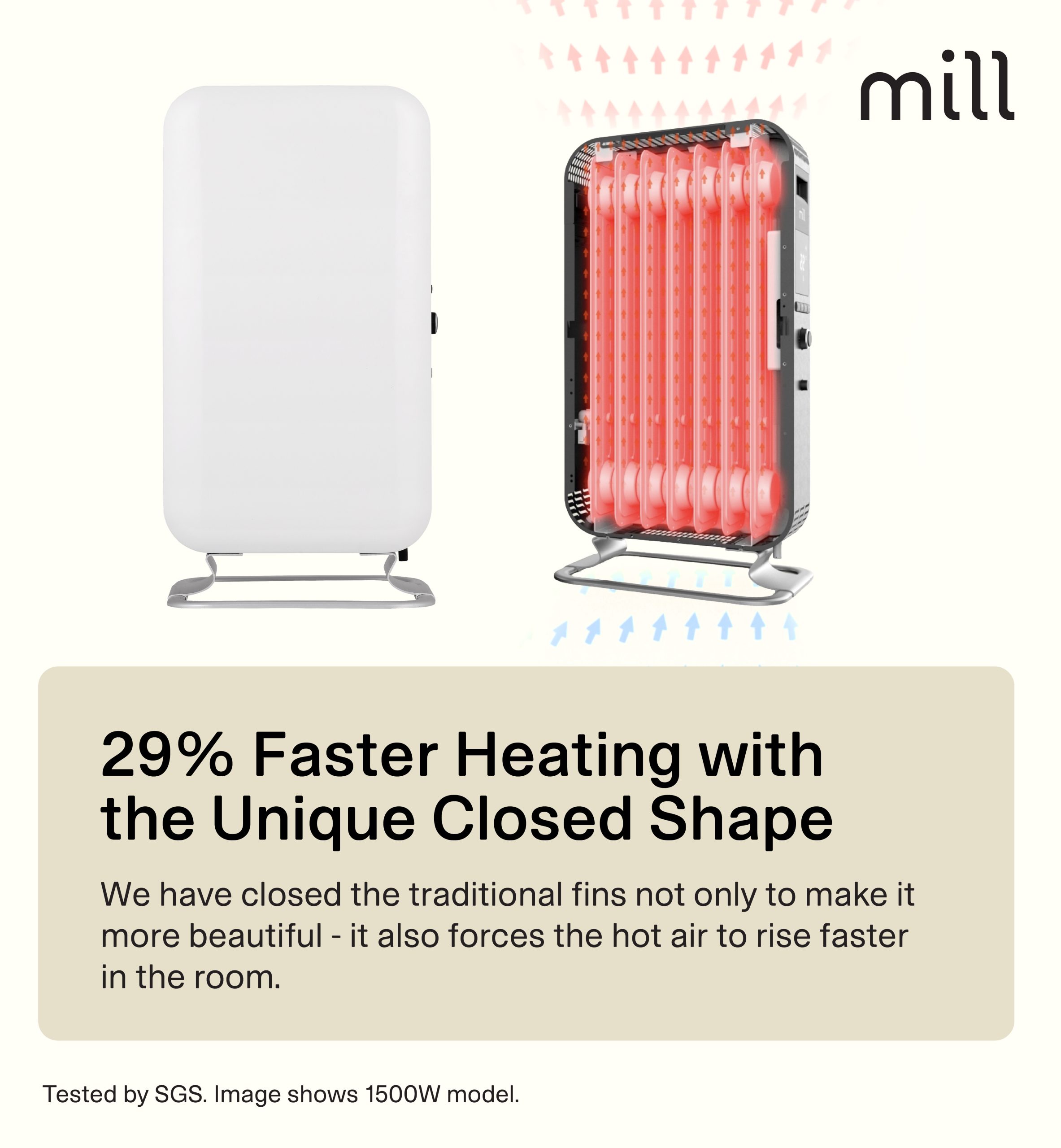 Mill Gentle Air Oil Filled Radiator 1000W - Mill